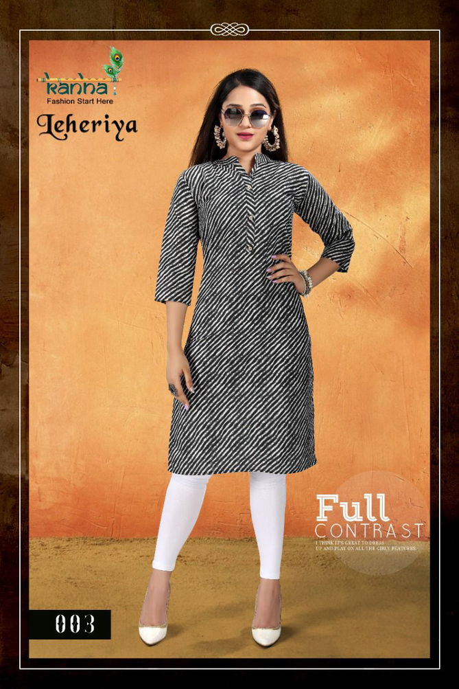 Kanha Leheriya Pure Cotton Printed Regular Wear Kurti Collection